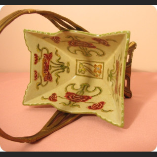 Secesyjny koszyk porcelana z brązem