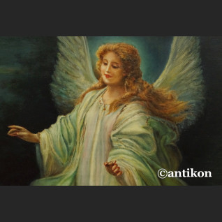 Anioł Stróż z dziećmi na kładce obraz olejny na desce Anioł Stróż z dziećmi na kładce obraz olejny na desce