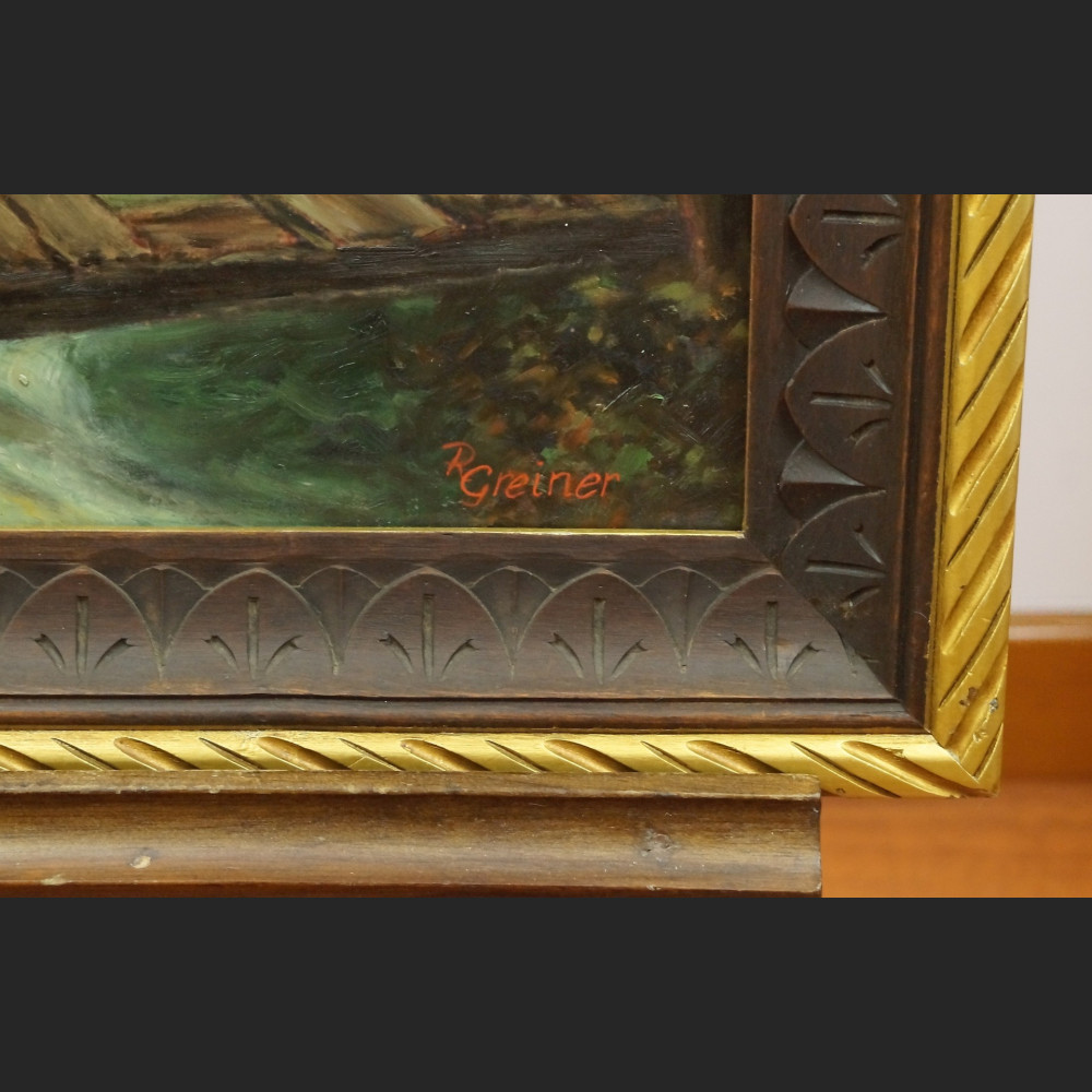 Anioł Stróż z dziećmi na kładce obraz olejny na desce Anioł Stróż z dziećmi na kładce obraz olejny na desce