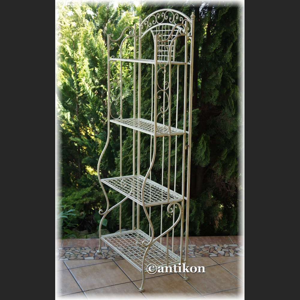 Biały regał duży kwietnik prowansalski czteropoziomowy 