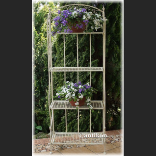 Biały regał duży kwietnik prowansalski czteropoziomowy 