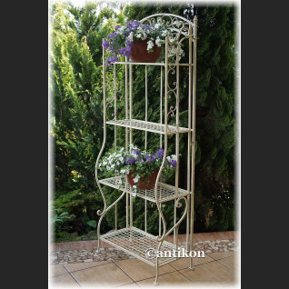 Biały regał duży kwietnik prowansalski czteropoziomowy 