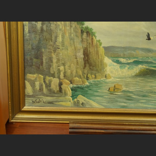 Obraz morze klif i dzike gęsi obraz marynistyczny Obraz morze klif i dzike gęsi obraz marynistyczny