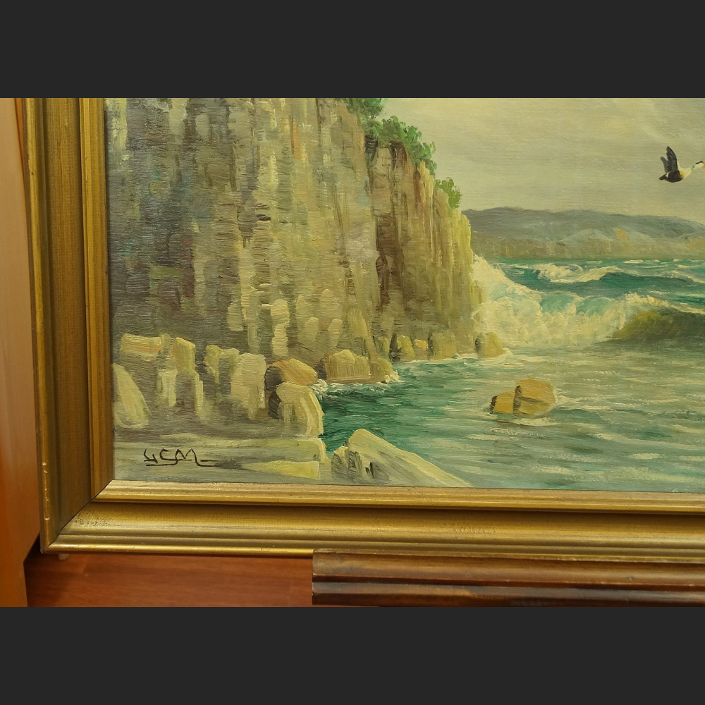 Obraz morze klif i dzike gęsi obraz marynistyczny Obraz morze klif i dzike gęsi obraz marynistyczny