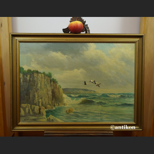 Obraz morze klif i dzike gęsi obraz marynistyczny Obraz morze klif i dzike gęsi obraz marynistyczny