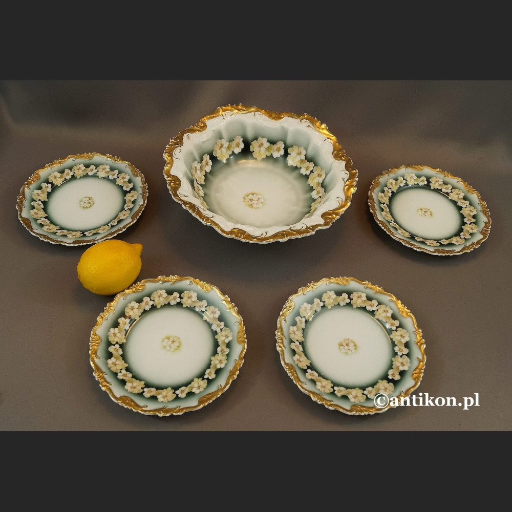 Rosenthal Bavaria stara porcelana patera i 4 talerze unikat Rosenthal Bavaria stara porcelana patera i 4 talerze unikat