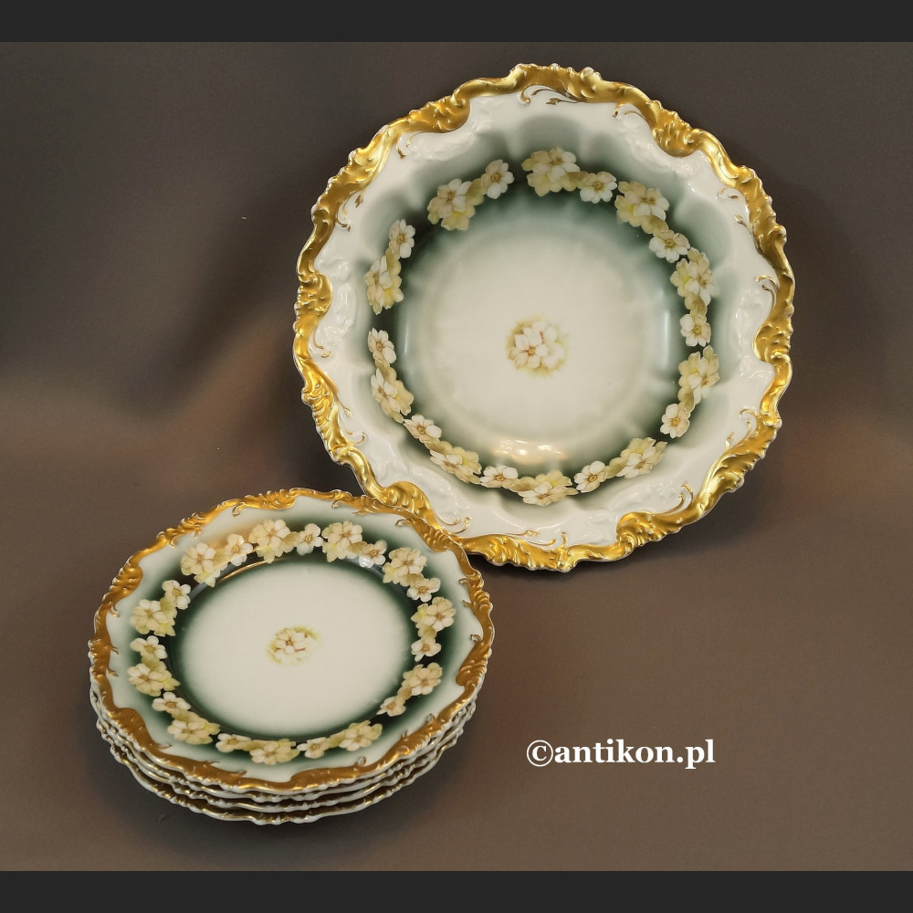 Rosenthal Bavaria stara porcelana patera i 4 talerze unikat Rosenthal Bavaria stara porcelana patera i 4 talerze unikat