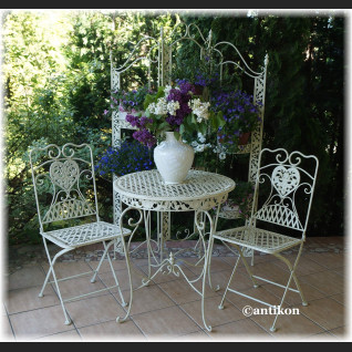 Meble ogrodowe z kutego metalu stół i 2 krzesła Meble ogrodowe z kutego metalu stół i 2 krzesła