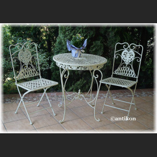 Meble ogrodowe z kutego metalu stół i 2 krzesła Meble ogrodowe z kutego metalu stół i 2 krzesła