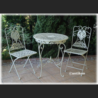 Meble ogrodowe z kutego metalu stół i 2 krzesła Meble ogrodowe z kutego metalu stół i 2 krzesła