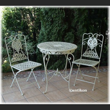 Meble ogrodowe z kutego metalu stół i 2 krzesła