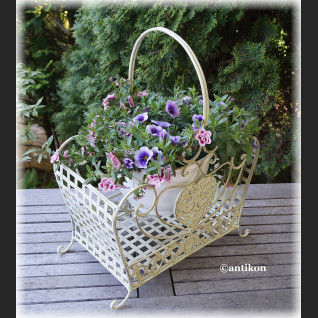 Kosz biały prowansalski metalowy do kwiatów duży