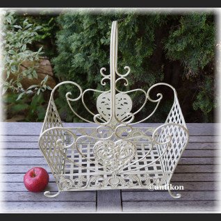 Kosz biały prowansalski metalowy do kwiatów duży Kosz biały prowansalski metalowy do kwiatów duży