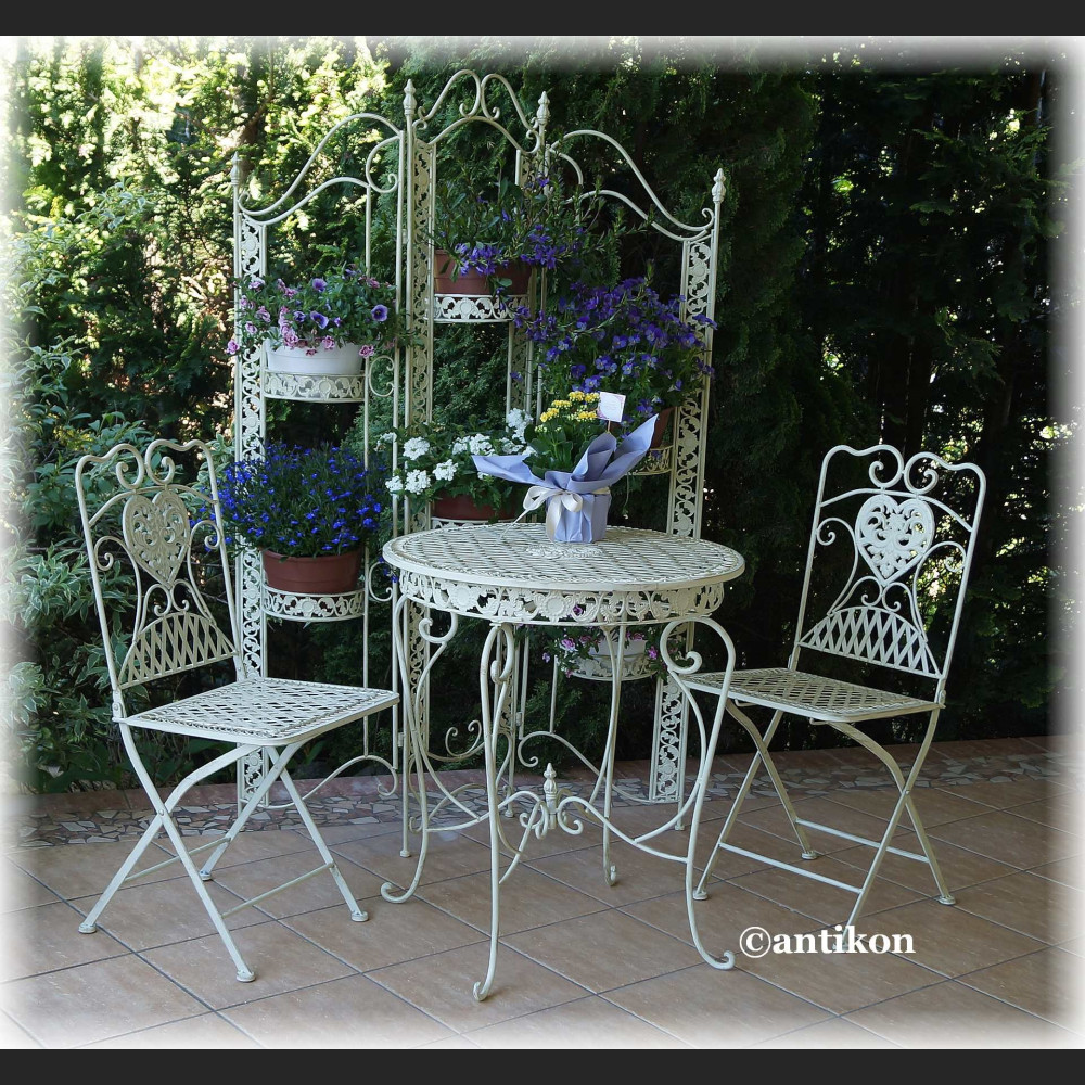 Kwietnik parawan duży prowansalski biały metalowy  Kwietnik parawan duży prowansalski biały metalowy