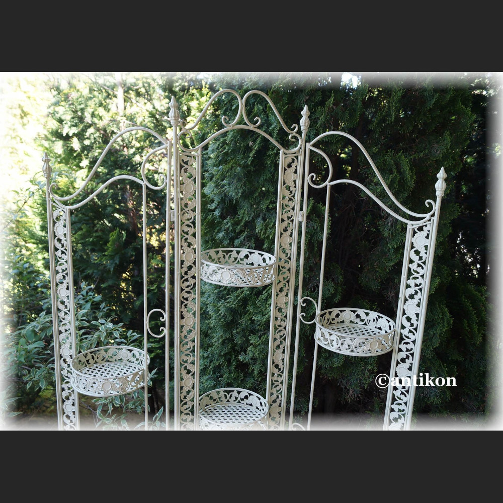 Kwietnik parawan duży prowansalski biały metalowy  Kwietnik parawan duży prowansalski biały metalowy