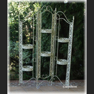 Kwietnik parawan duży prowansalski biały metalowy  Kwietnik parawan duży prowansalski biały metalowy