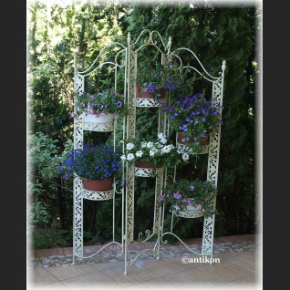 Kwietnik parawan duży prowansalski biały metalowy  Kwietnik parawan duży prowansalski biały metalowy