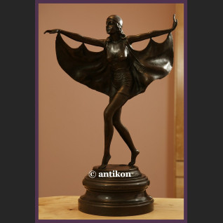 DUŻA RZEŹBA ART DECO UROCZA TANCERKA BRĄZ SYGNOWANA