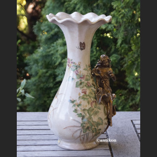 Wazon z nimfą secesyjny porcelana z brązem 