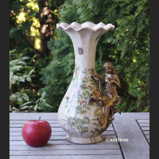 Wazon z nimfą secesyjny porcelana z brązem 