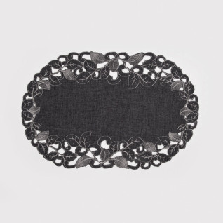 Serwetka bieżnik szara z haftem richelieu 30 x 45 