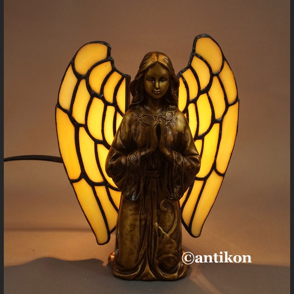 Lampa witrażowa anioł złota Lampa witrażowa anioł złota
