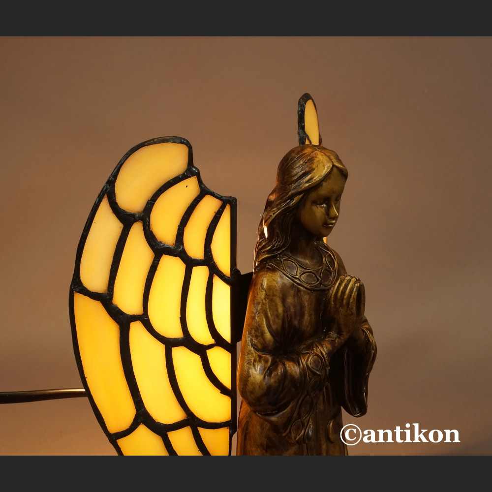 Lampa witrażowa anioł złota Lampa witrażowa anioł złota