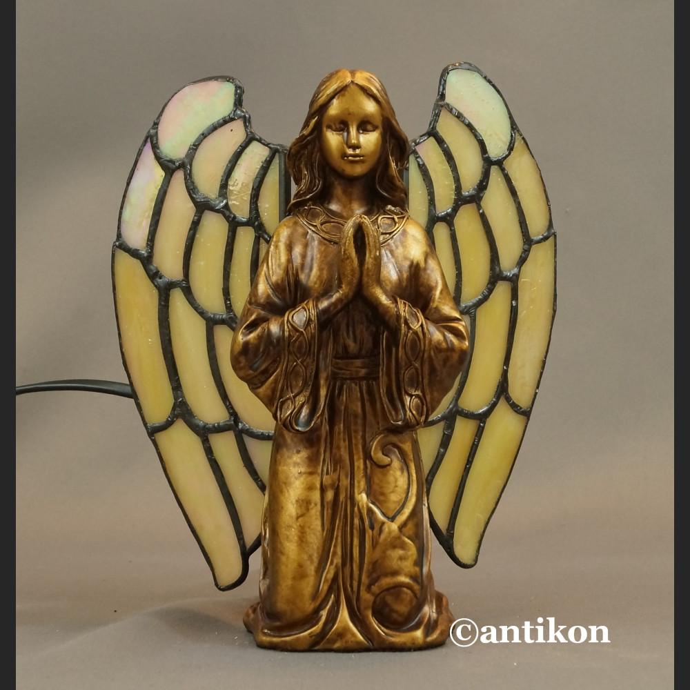 Lampa witrażowa anioł złota Lampa witrażowa anioł złota