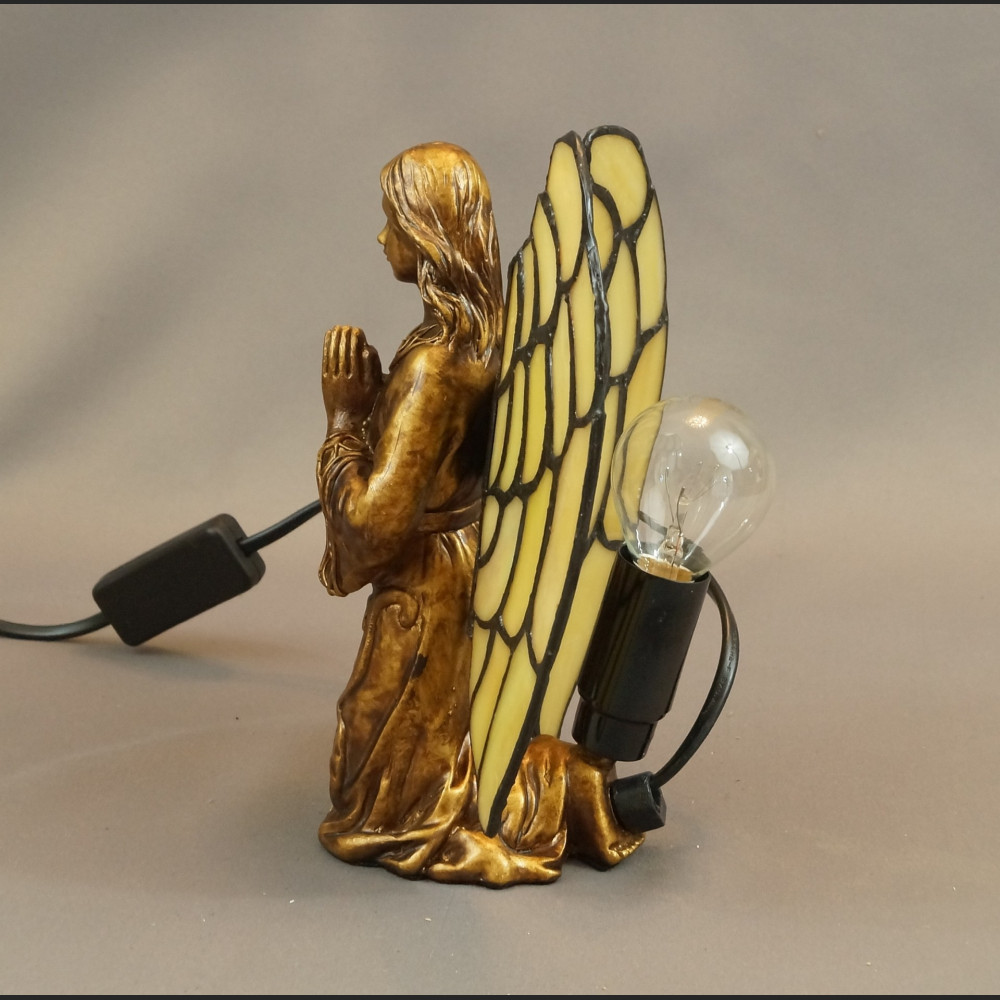 Lampa witrażowa anioł złota Lampa witrażowa anioł złota