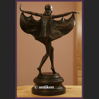 DUŻA RZEŹBA ART DECO UROCZA TANCERKA BRĄZ SYGNOWANA