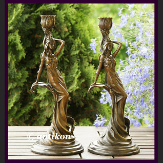 Para świeczników Francja secesja prawdziwy brąz  Para świeczników Francja secesja prawdziwy brąz