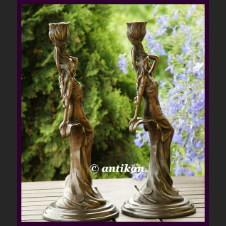Para świeczników Francja secesja prawdziwy brąz  Para świeczników Francja secesja prawdziwy brąz