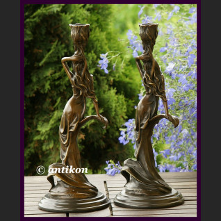 Para świeczników Francja secesja prawdziwy brąz  Para świeczników Francja secesja prawdziwy brąz