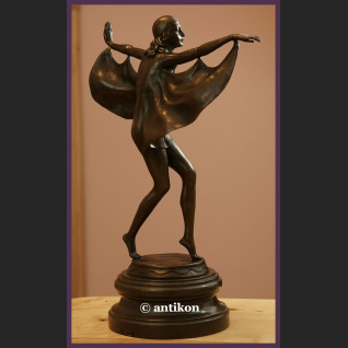 DUŻA RZEŹBA ART DECO UROCZA TANCERKA BRĄZ SYGNOWANA