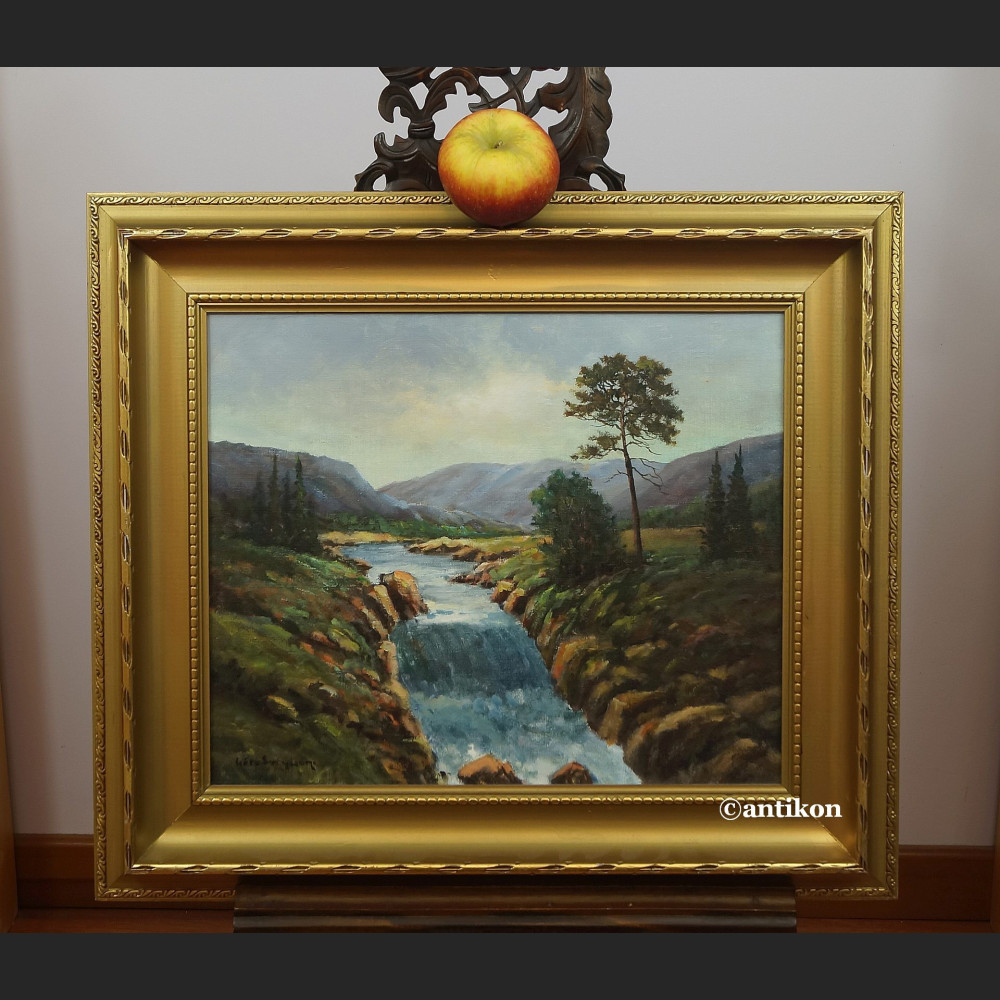 Pejzaż z wodospadem olej na płótnie Pejzaż z wodospadem olej na płótnie