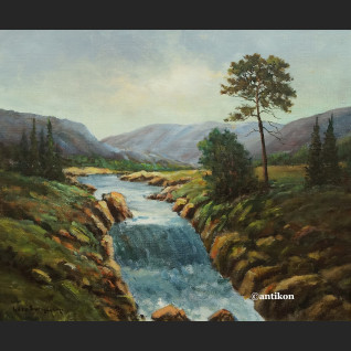 Pejzaż z wodospadem olej na płótnie Pejzaż z wodospadem olej na płótnie