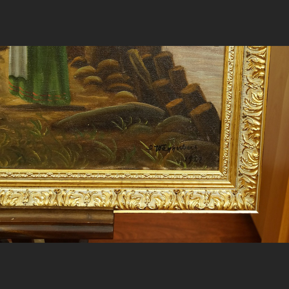 Oczekiwanie brzeg morza romantyczny obraz marynistyczny 