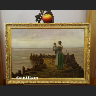 Oczekiwanie brzeg morza romantyczny obraz marynistyczny 