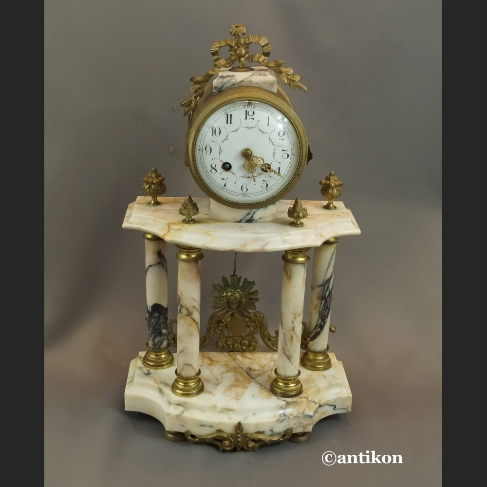 Zegar kominkowy antyk ze świecznikami Francja 