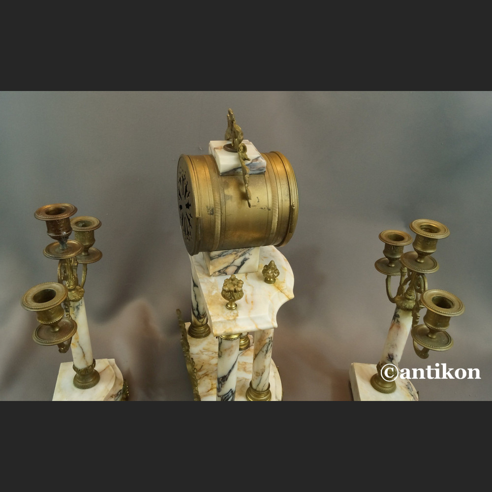 Zegar kominkowy antyk ze świecznikami Francja 