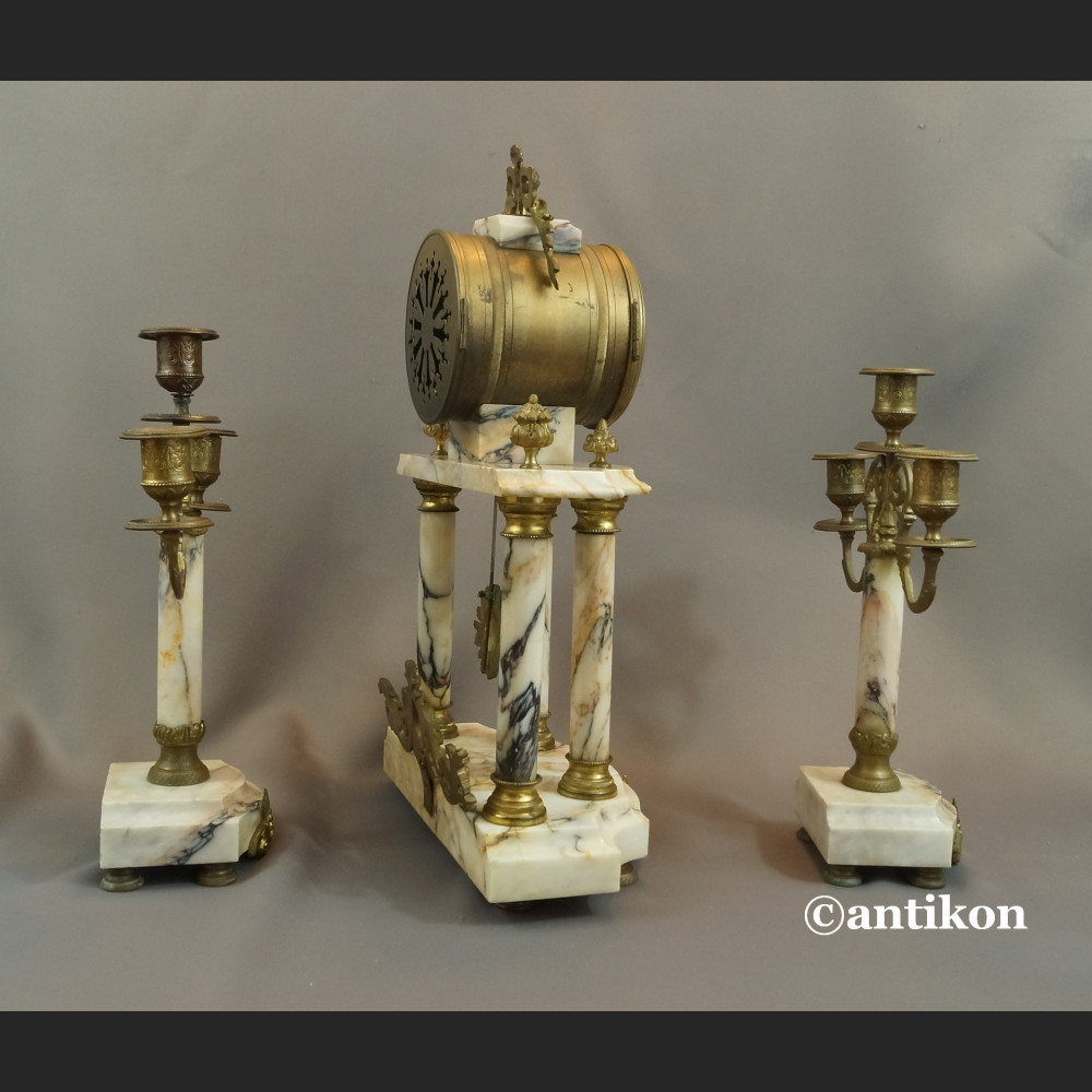 Zegar kominkowy antyk ze świecznikami Francja 