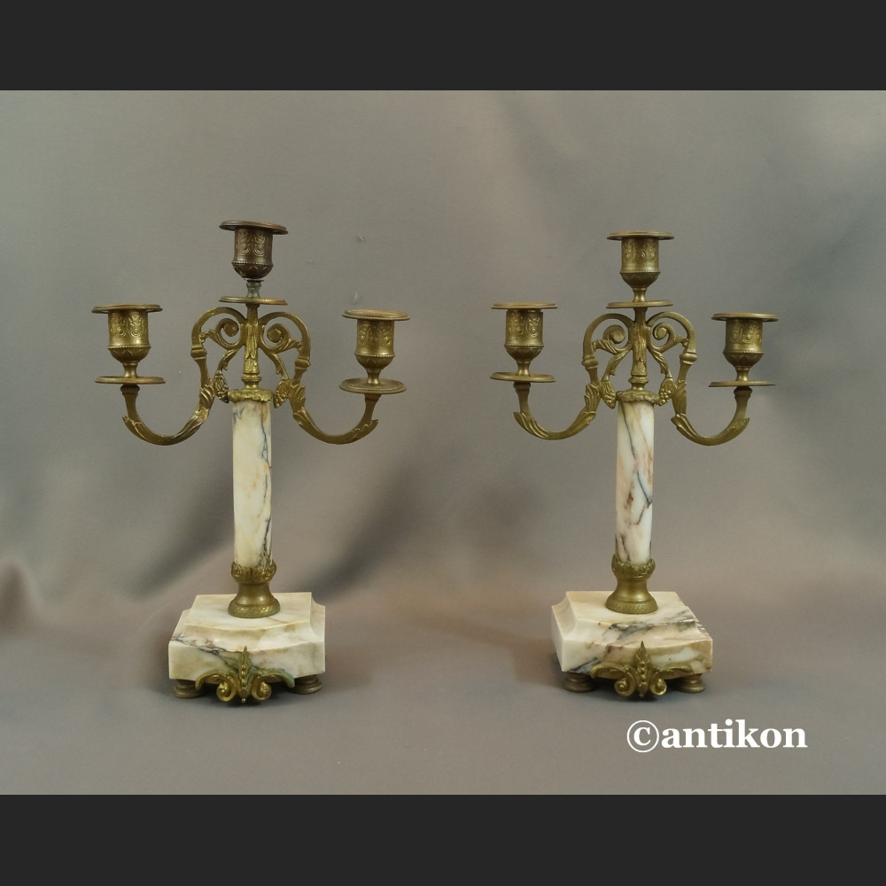 Zegar kominkowy antyk ze świecznikami Francja 