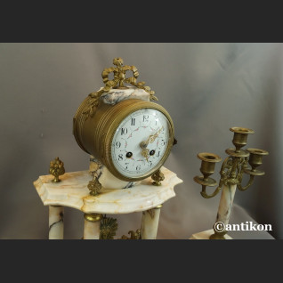 Zegar kominkowy antyk ze świecznikami Francja 