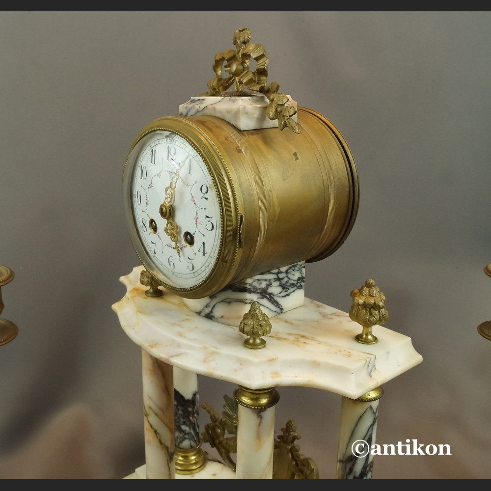 Zegar kominkowy antyk ze świecznikami Francja 