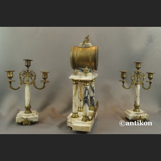 Zegar kominkowy antyk ze świecznikami Francja 