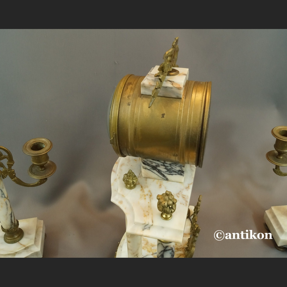 Zegar kominkowy antyk ze świecznikami Francja 