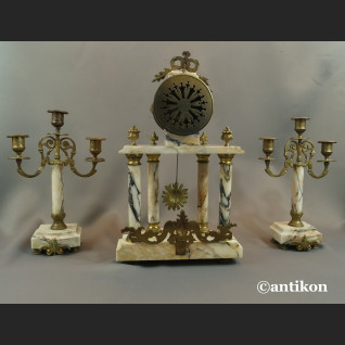 Zegar kominkowy antyk ze świecznikami Francja 