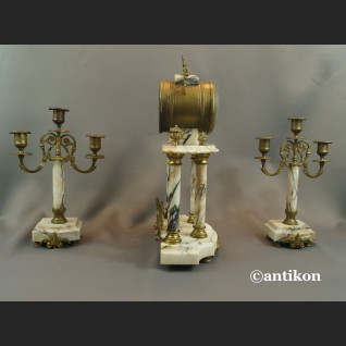 Zegar kominkowy antyk ze świecznikami Francja 