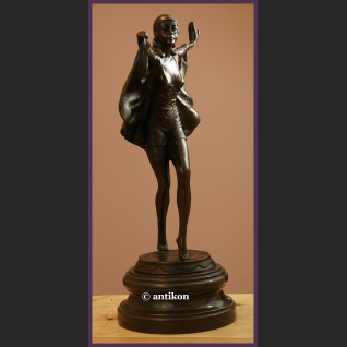 DUŻA RZEŹBA ART DECO UROCZA TANCERKA BRĄZ SYGNOWANA