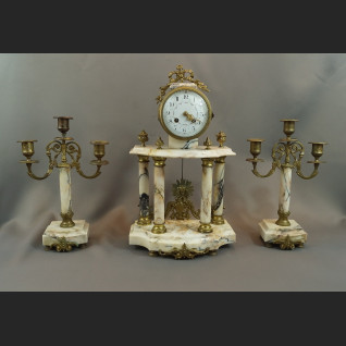 Zegar kominkowy antyk ze świecznikami Francja 